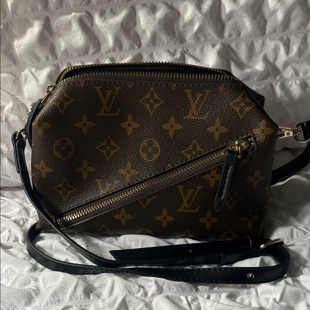 Designer Monogram Crossbody Bag in Brown and Black